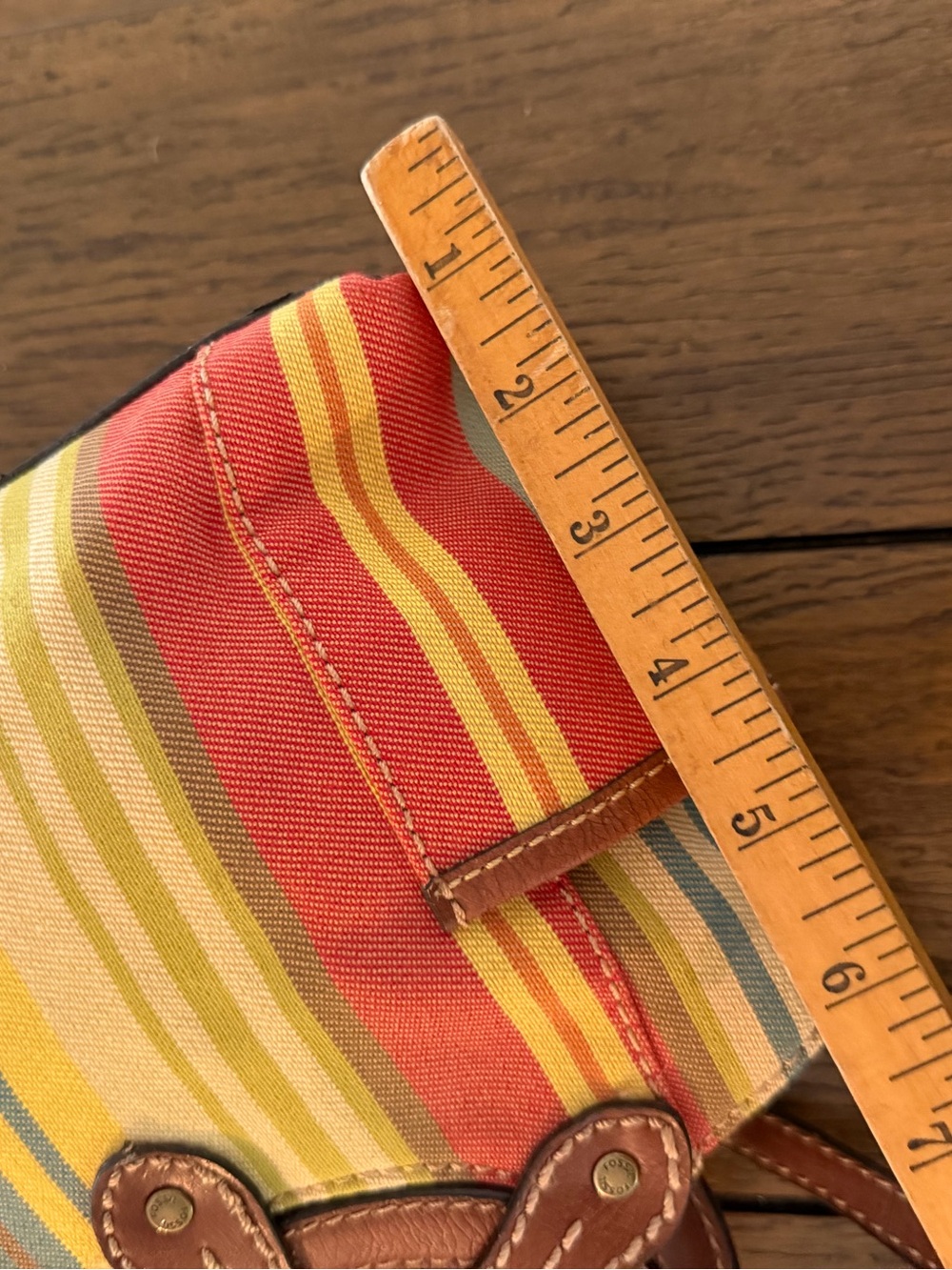 Vintage Fossil Canvas Boho Purse Multicolor Striped Bag Leather Shoulder Bag - Picture 12 of 15